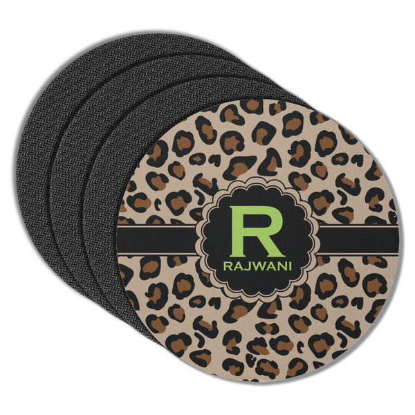 Custom Granite Leopard Round Rubber Backed Coasters - Set of 4 (Personalized)