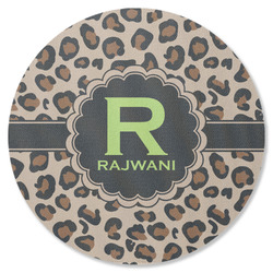 Granite Leopard Round Rubber Backed Coaster (Personalized)
