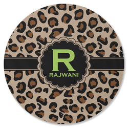 Granite Leopard Round Rubber Backed Coaster (Personalized)