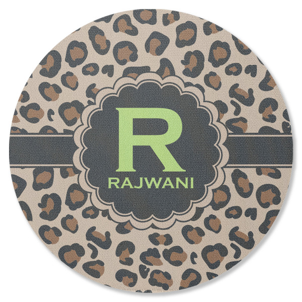 Custom Granite Leopard Round Rubber Backed Coaster (Personalized)