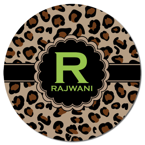 Granite Leopard Round Fridge Magnet - FRONT