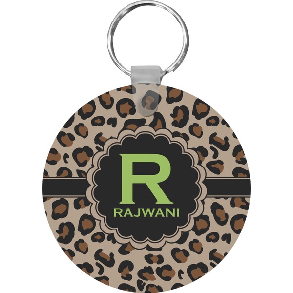 Custom Granite Leopard Round Plastic Keychain (Personalized)