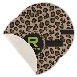 Granite Leopard Round Linen Placemat - Single Sided - Set of 4 (Personalized)