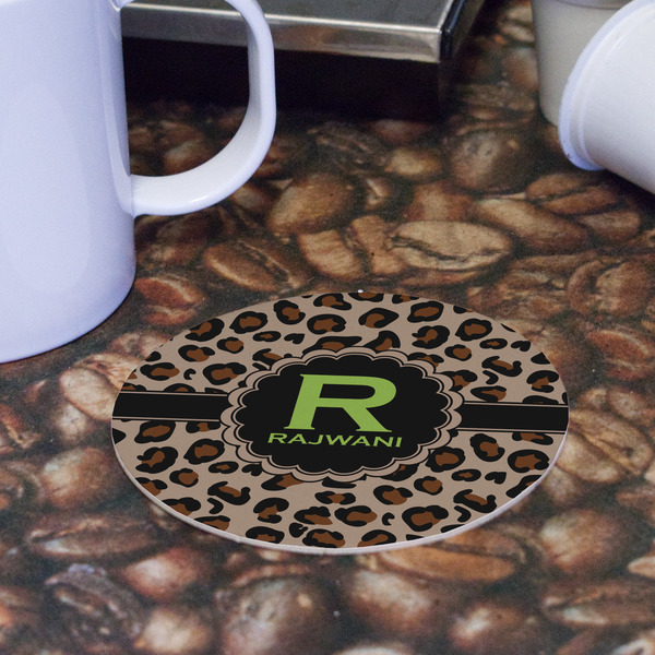 Granite Leopard Round Paper Coaster - Front