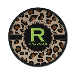 Granite Leopard Iron On Round Patch w/ Name and Initial