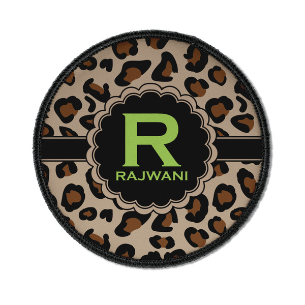 Custom Granite Leopard Iron On Round Patch w/ Name and Initial