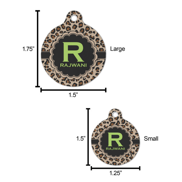 Granite Leopard Round Pet ID Tag - Large - Comparison Scale