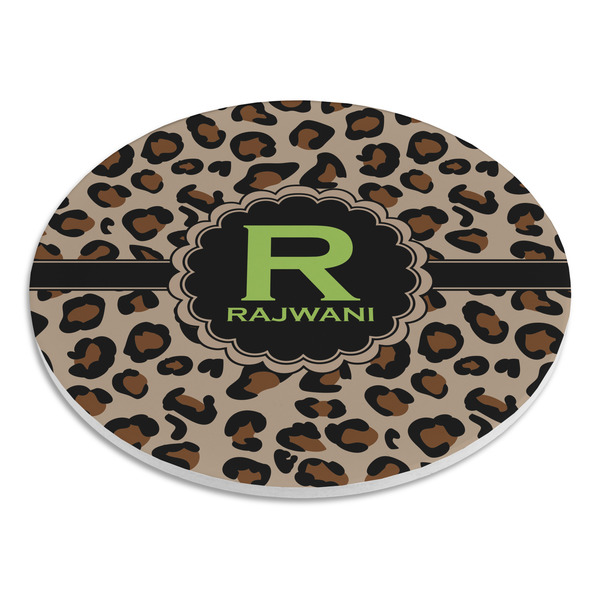 Granite Leopard Round Stone Trivet - Angle View