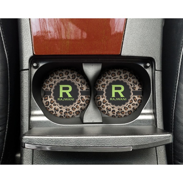 Granite Leopard Sandstone Car Coaster - In Cup Holder