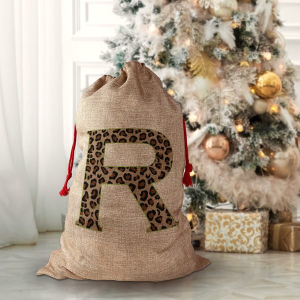 Granite Leopard Santa Bag - Front (stuffed)