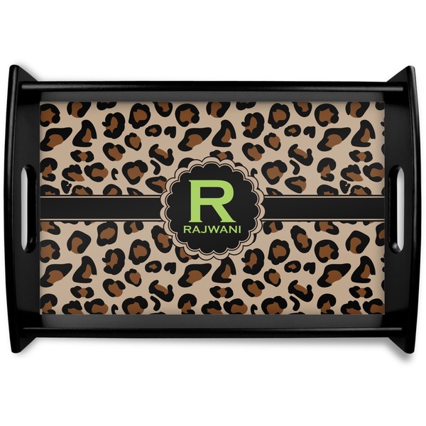 Custom Granite Leopard Black Wooden Tray - Small (Personalized)