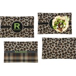 Granite Leopard Set of 4 Glass Rectangular Lunch / Dinner Plate (Personalized)