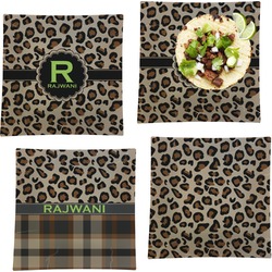 Granite Leopard Set of 4 Glass Square Lunch / Dinner Plate 9.5" (Personalized)
