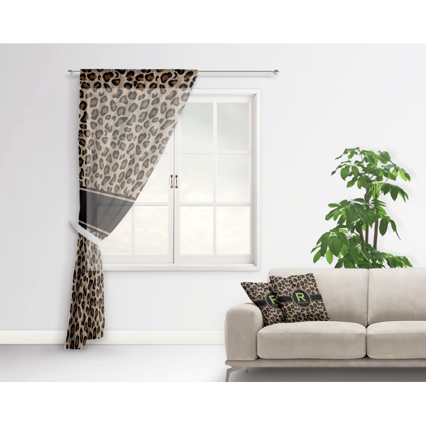 Granite Leopard Sheer Curtain With Window and Rod - in Room Matching Pillow