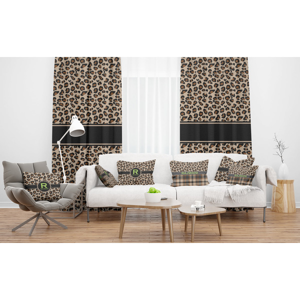 Granite Leopard Sheer and Custom Curtains in Room with Matching Pillows