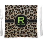 Granite Leopard 9.5" Glass Square Lunch / Dinner Plate- Single or Set of 4 (Personalized)