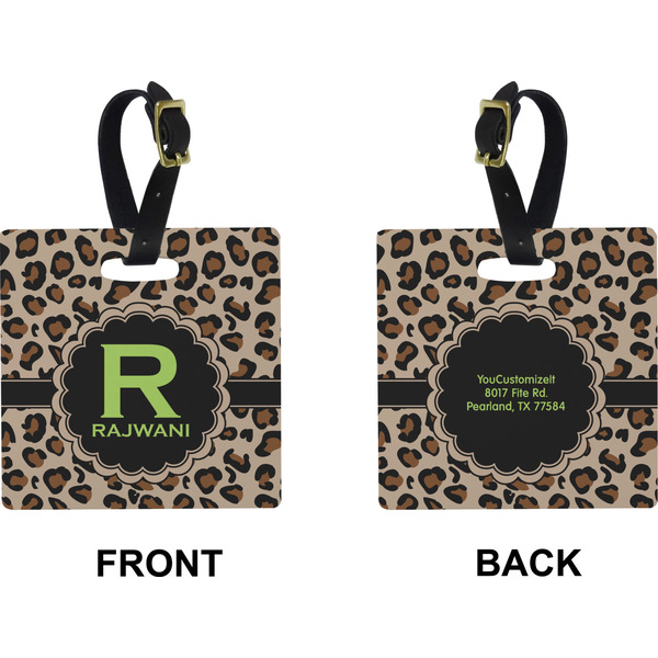 Granite Leopard Square Luggage Tag (Front + Back)