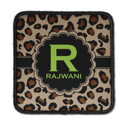 Granite Leopard Iron On Square Patch w/ Name and Initial