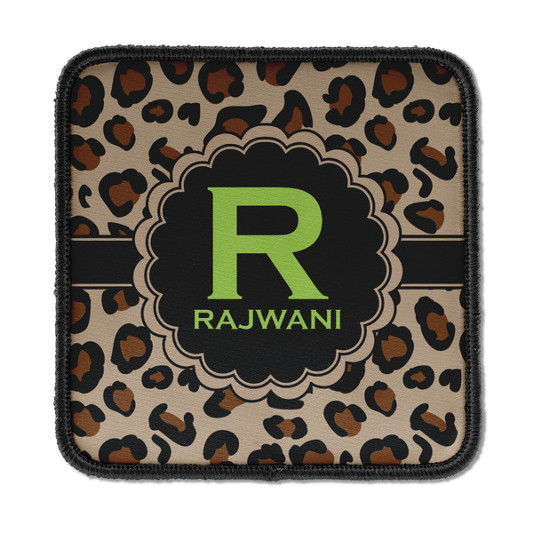 Custom Granite Leopard Iron On Square Patch w/ Name and Initial