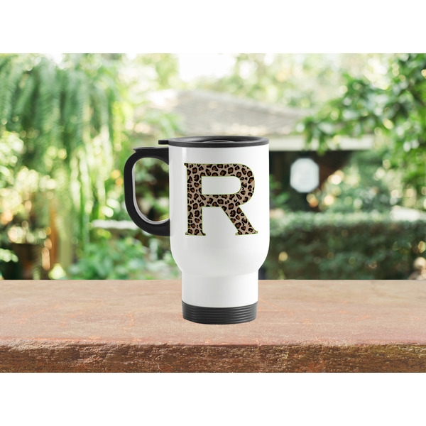 Granite Leopard Stainless Steel Travel Mug with Handle Lifestyle