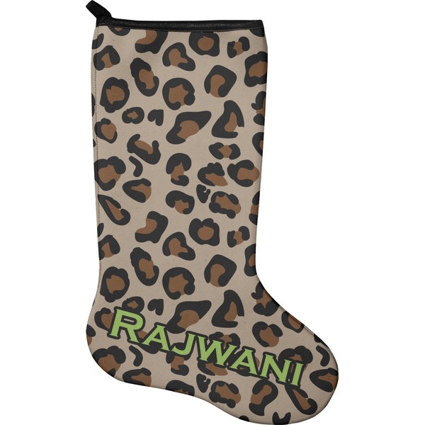 Custom Granite Leopard Holiday Stocking - Neoprene (Personalized)