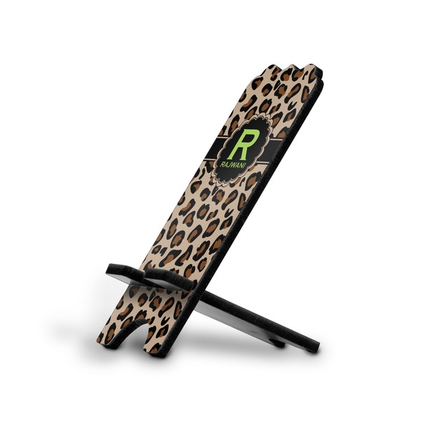 Custom Granite Leopard Stylized Cell Phone Stand - Small w/ Name and Initial