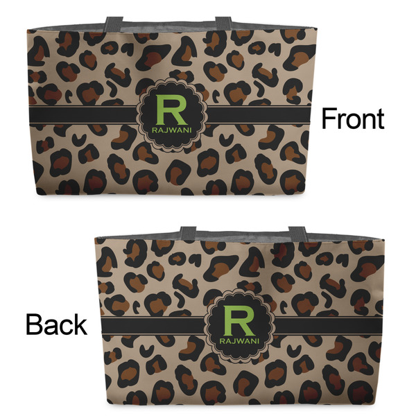 Granite Leopard Tote w/Black Handles - Front & Back Views