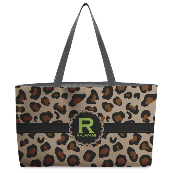 Custom Granite Leopard Beach Totes Bag - w/ Black Handles (Personalized)