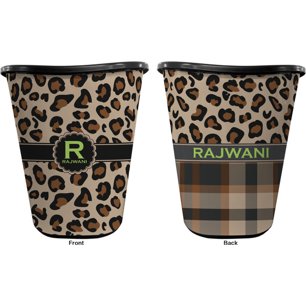 Granite Leopard Trash Can Black - Front and Back - Apvl