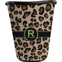 Granite Leopard Waste Basket - Single Sided (Black) (Personalized)