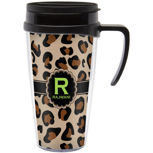 Custom Granite Leopard Acrylic Travel Mug with Handle (Personalized)