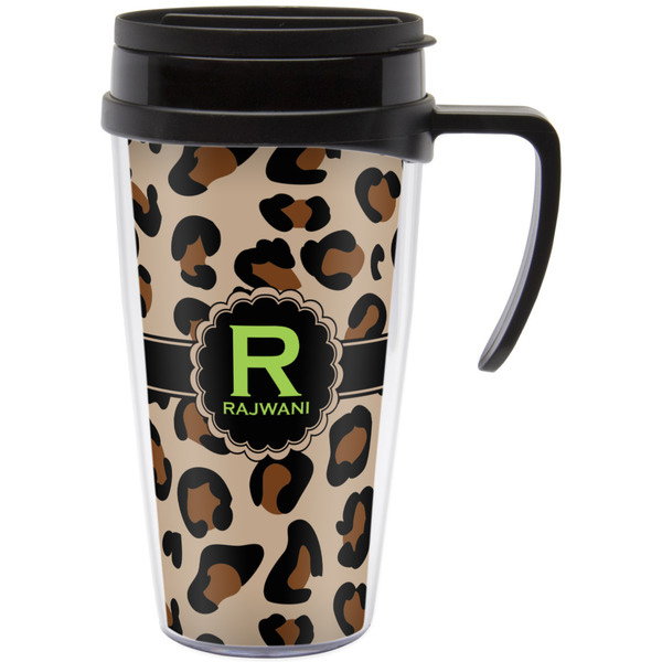 Custom Granite Leopard Acrylic Travel Mug with Handle (Personalized)