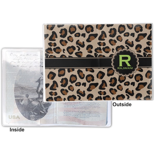 Granite Leopard Vinyl Passport Holder - Flat Front and Back