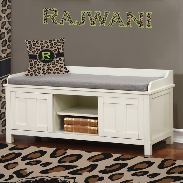 Granite Leopard Wall Name Decal Above Storage bench