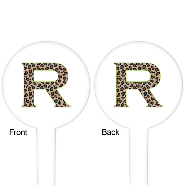 Granite Leopard White Plastic 4" Food Pick - Round - Double Sided - Front & Back