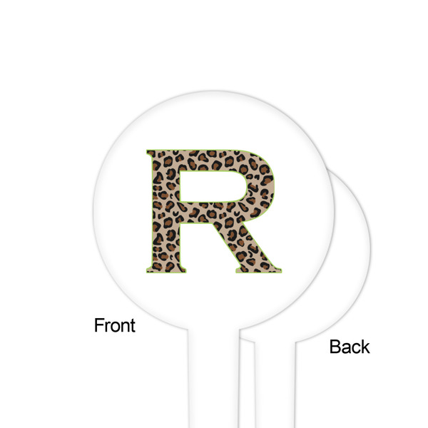 Granite Leopard White Plastic 4" Food Pick - Round - Single Sided - Front & Back