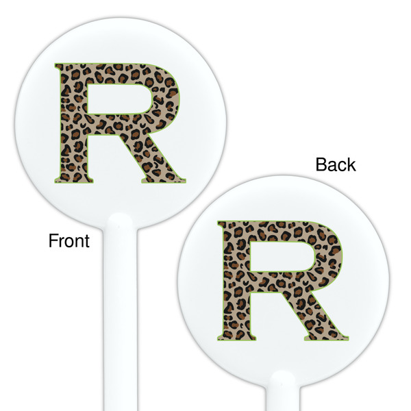 Granite Leopard White Plastic 5.5" Stir Stick - Double Sided - Round - Front & Back