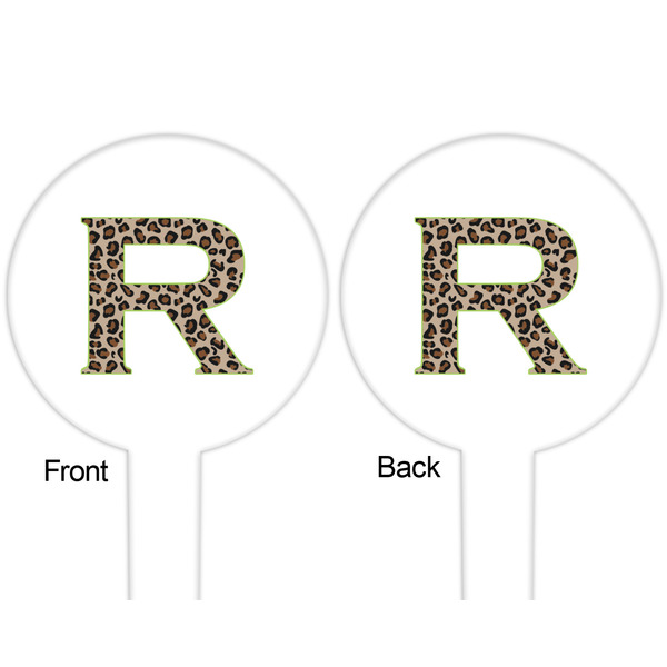 Granite Leopard White Plastic 6" Food Pick - Round - Double Sided - Front & Back