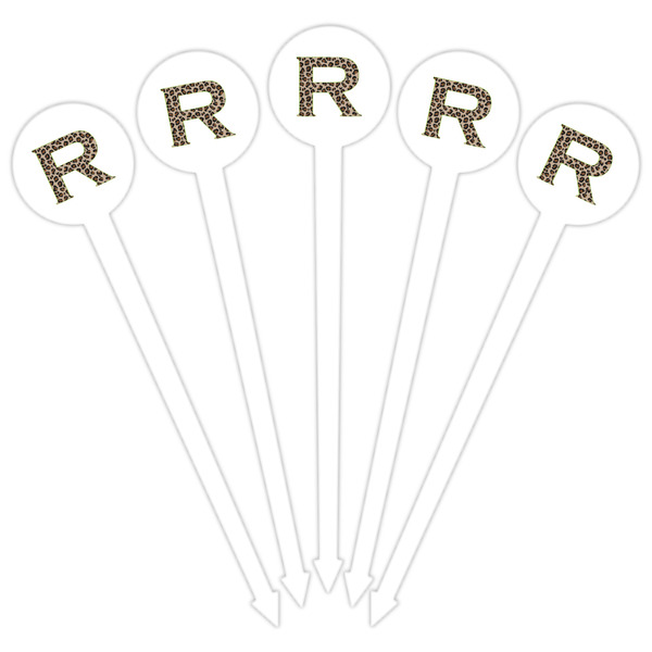 Granite Leopard White Plastic 6" Food Pick - Round - Fan View