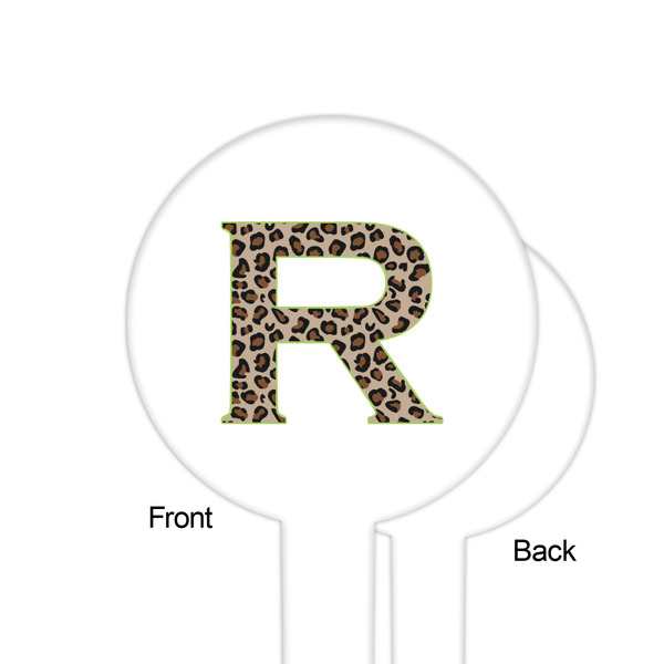 Granite Leopard White Plastic 6" Food Pick - Round - Single Sided - Front & Back