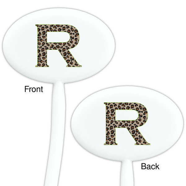 Granite Leopard White Plastic 7" Stir Stick - Double Sided - Oval - Front & Back