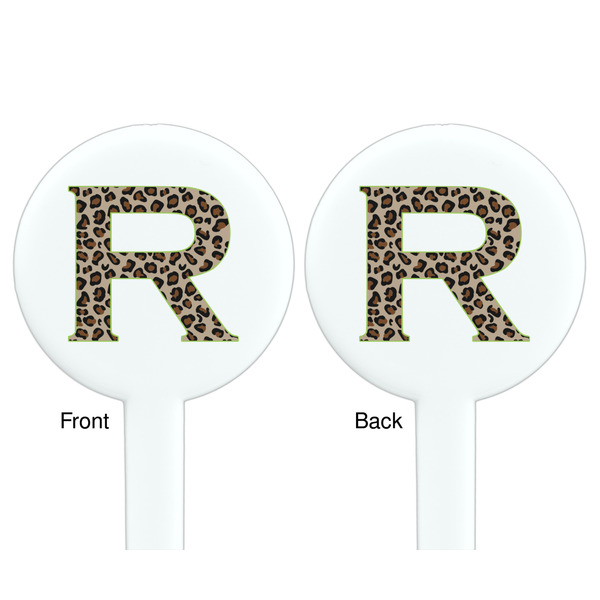 Granite Leopard White Plastic 7" Stir Stick - Double Sided - Round - Front & Back