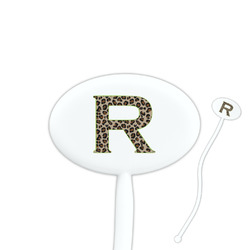 Granite Leopard 7" Oval Plastic Stir Sticks - White - Double Sided (Personalized)