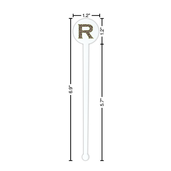 Granite Leopard White Plastic 7" Stir Stick - Round - Dimensions