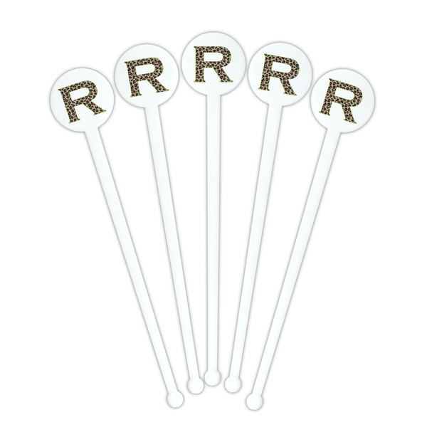 Granite Leopard White Plastic 7" Stir Stick - Round - Fan View