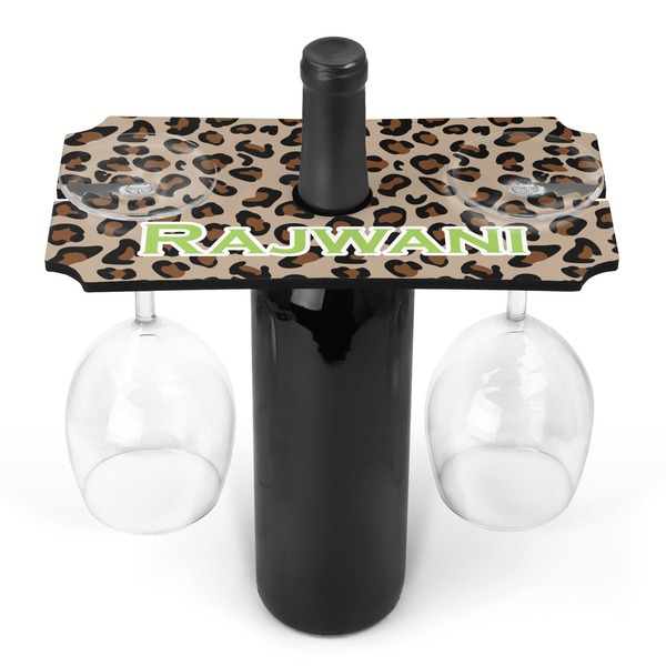 Custom Granite Leopard Wine Bottle & Glass Holder (Personalized)