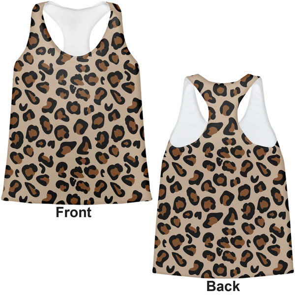 Granite Leopard Womens Racerback Tank Tops - Medium - Front and Back