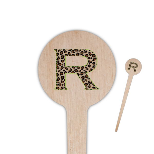 Custom Granite Leopard 4" Round Wooden Food Picks - Single Sided (Personalized)