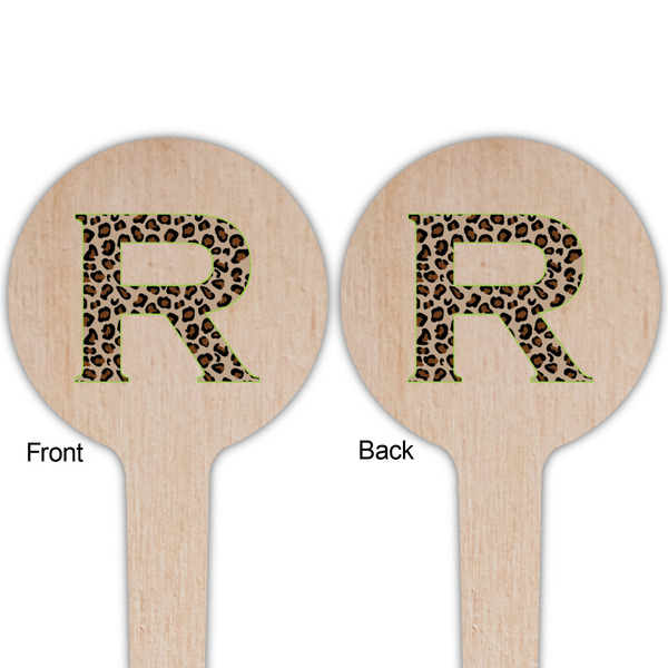 Granite Leopard Wooden 4" Food Pick - Round - Double Sided - Front & Back