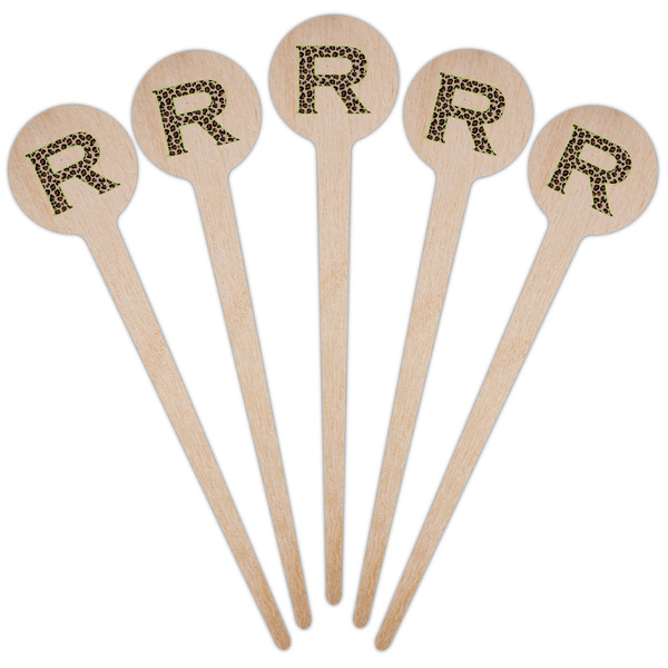 Granite Leopard Wooden 4" Food Pick - Round - Fan View